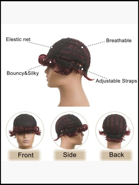 Pixie Cut Short Wigs with Bangs Heat Resistant Fiber Natural Look Everyday Wear